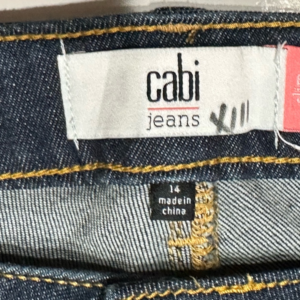 CABI Jeans Womens Size 14 Slim Boyfriend Fit Denim Distressed Dark Wash 3045 - Picture 2 of 13